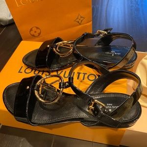 Louis Vuitton Black Patent Leather Sandal